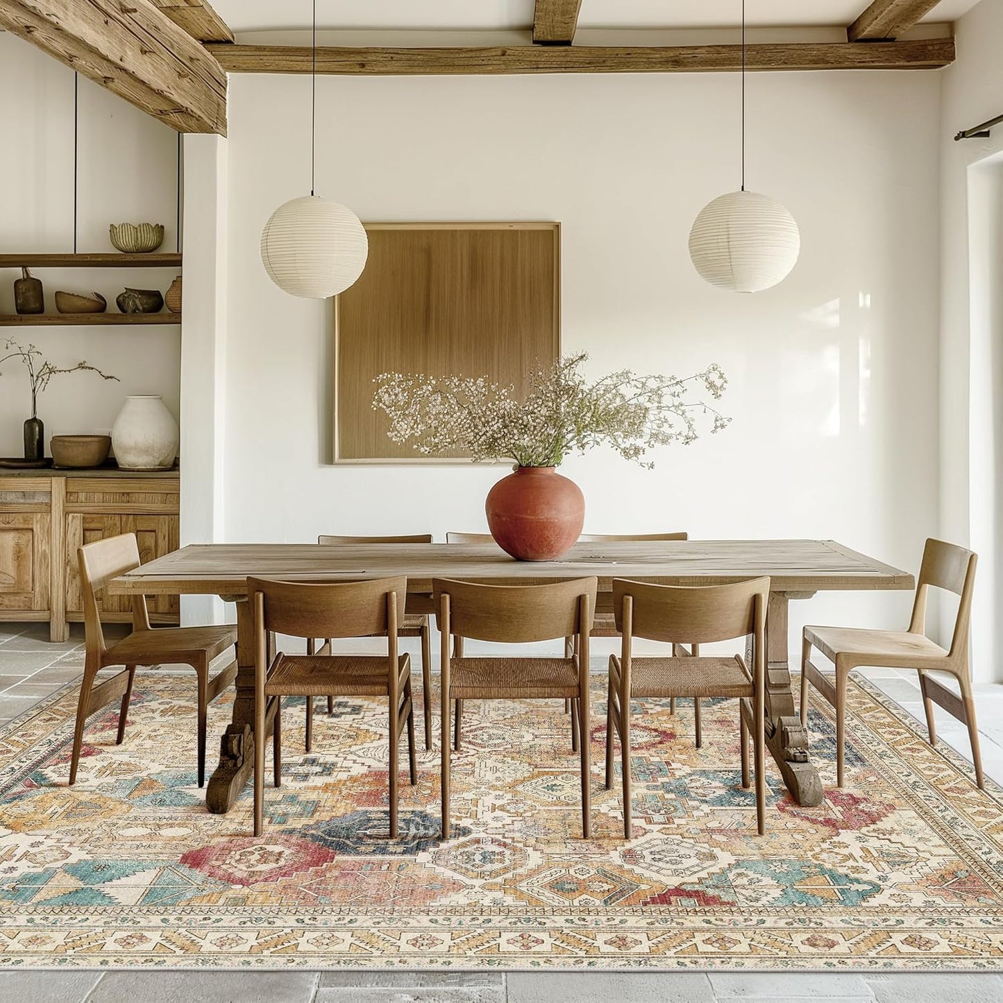 GENIMO Vintage Classic Print Light Color Washable Area Rug