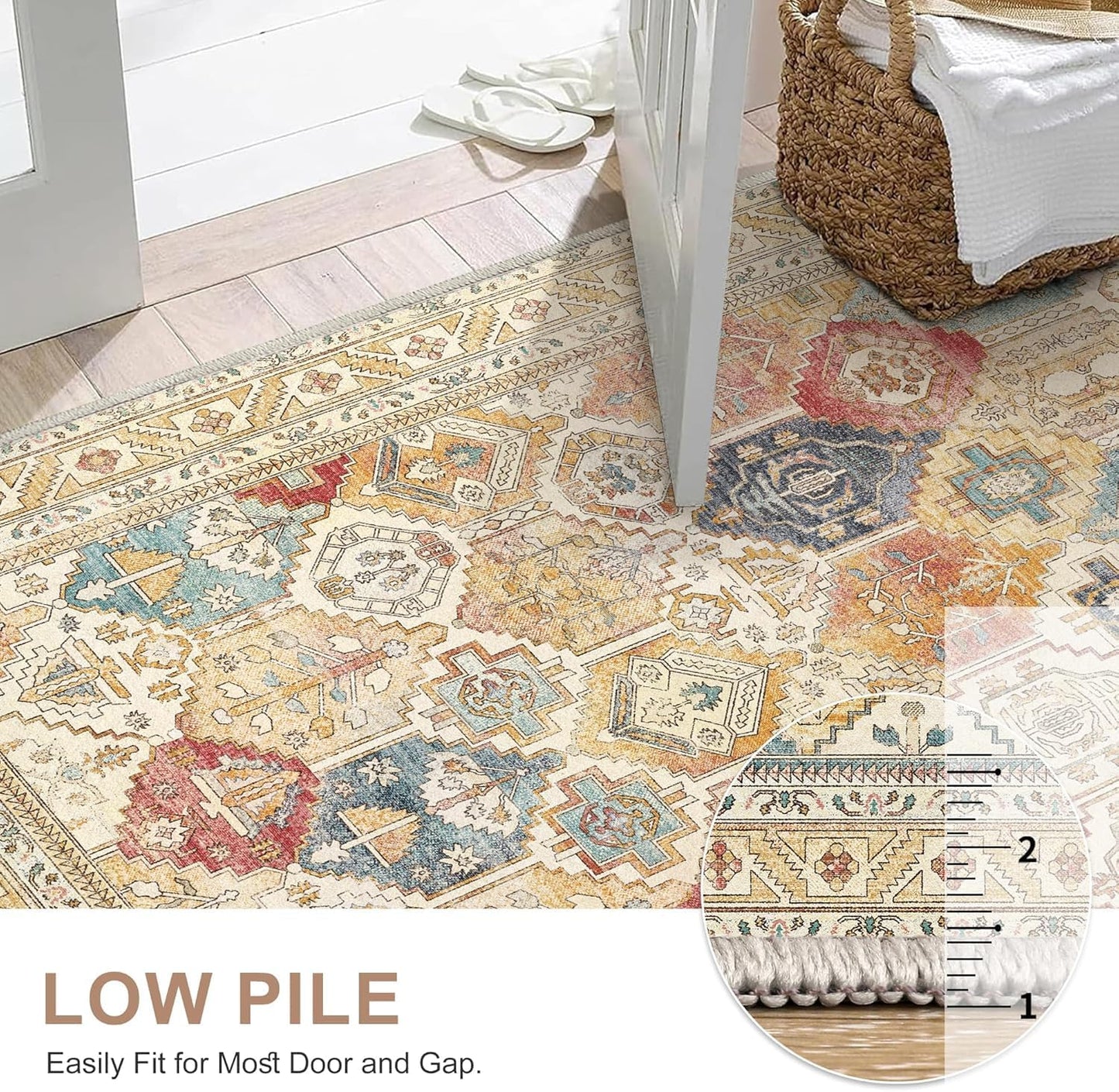 GENIMO Vintage Classic Print Light Color Washable Area Rug