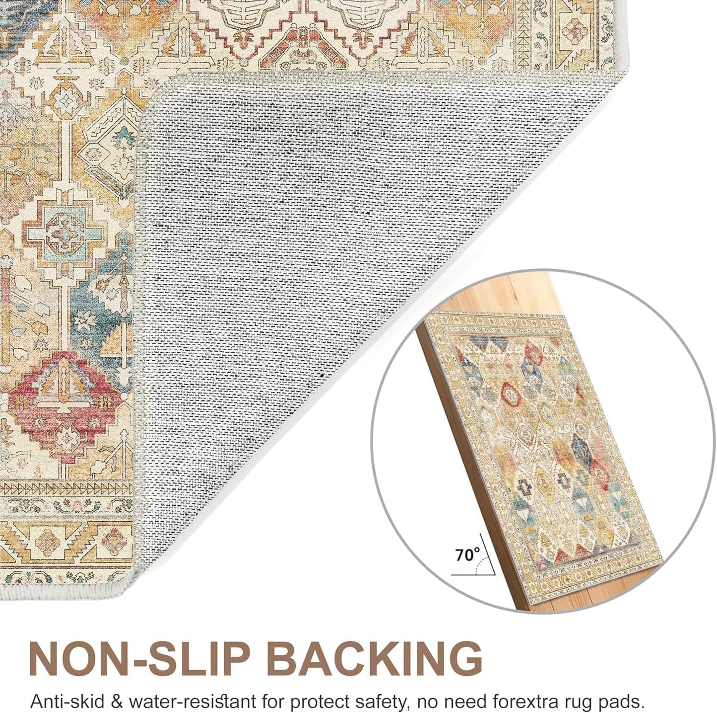 GENIMO Vintage Classic Print Light Color Washable Area Rug