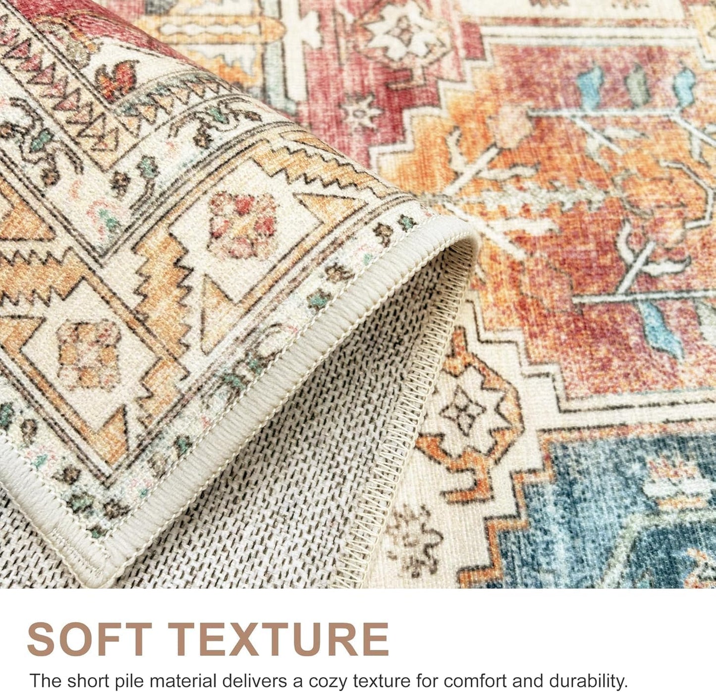 GENIMO Vintage Classic Print Light Color Washable Area Rug