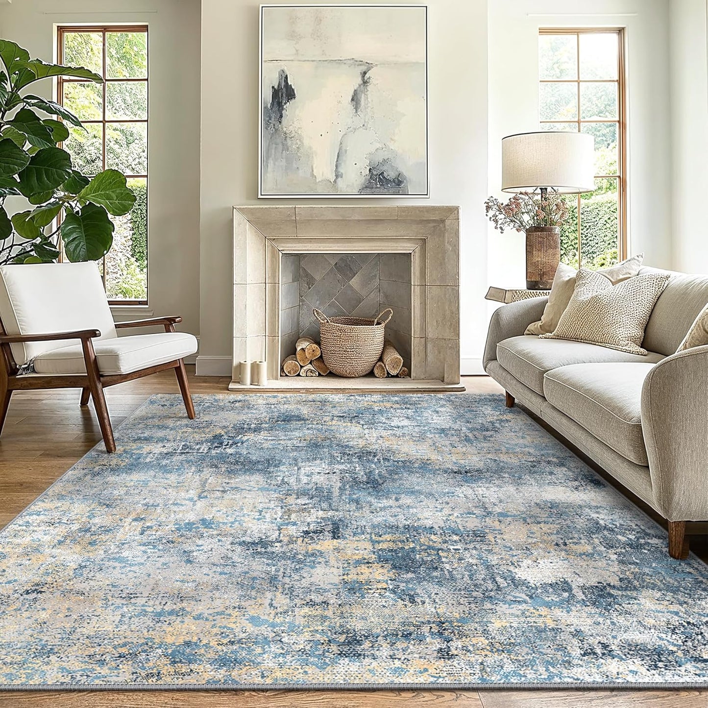 GENIMO Modern Foggy Abstract Texture Washable Area Rug