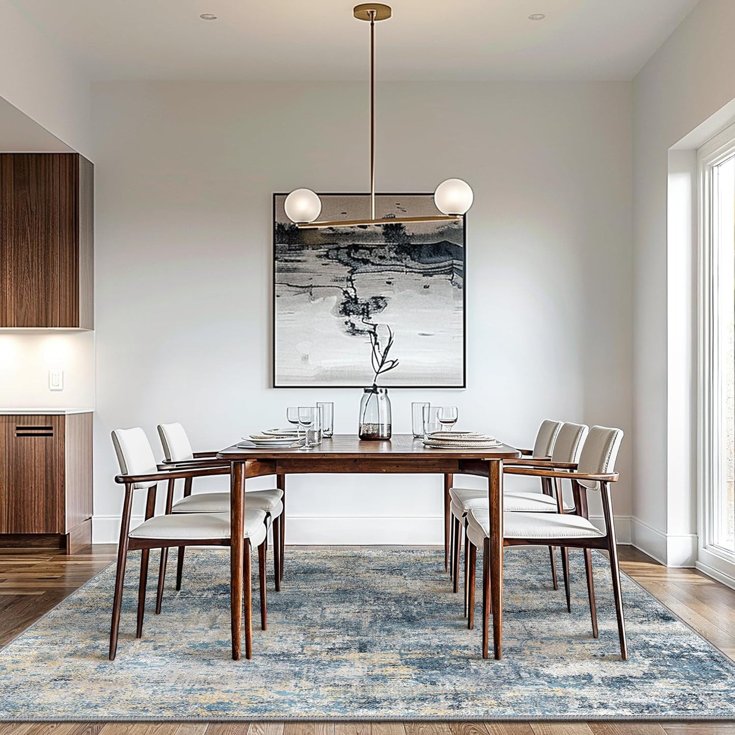 GENIMO Modern Foggy Abstract Texture Washable Area Rug