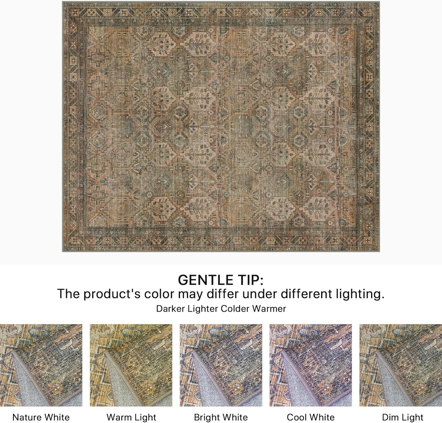 GENIMO Vintage Classic Print Dark Color Washable Area Rug