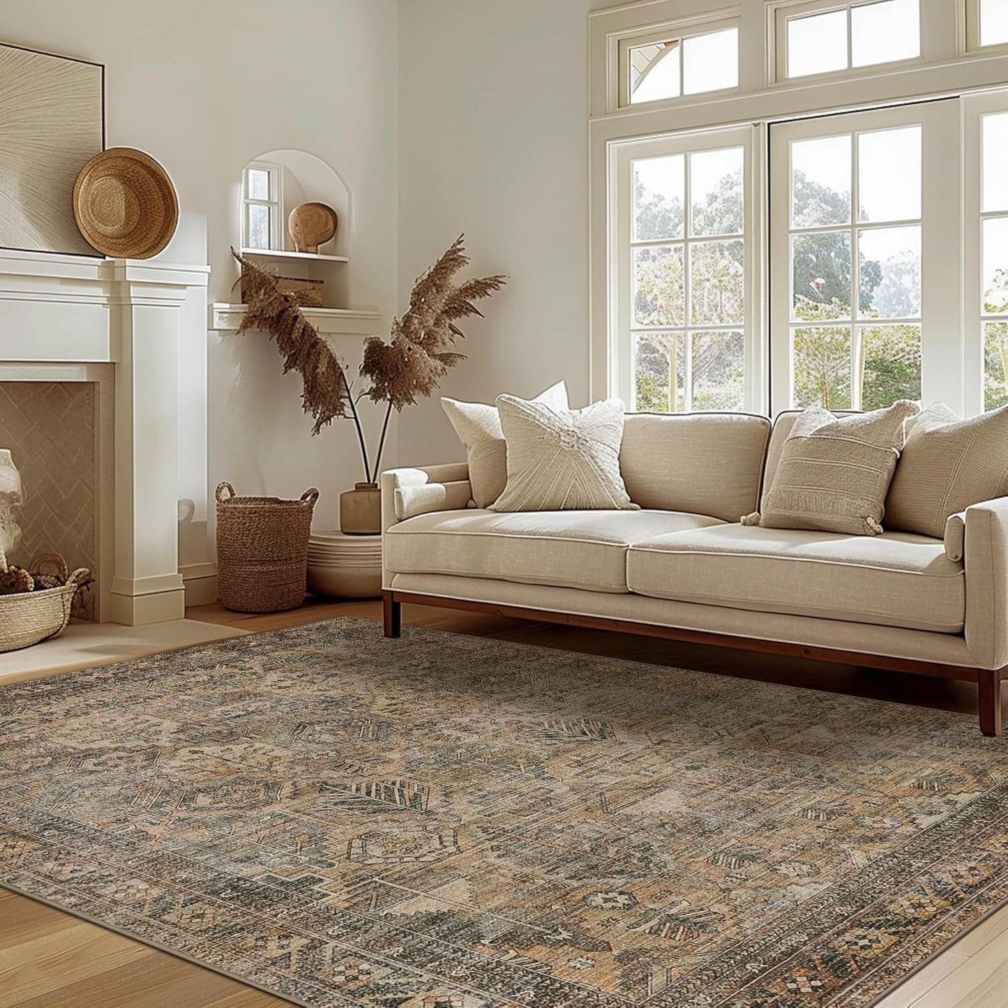 GENIMO Vintage Classic Print Dark Color Washable Area Rug