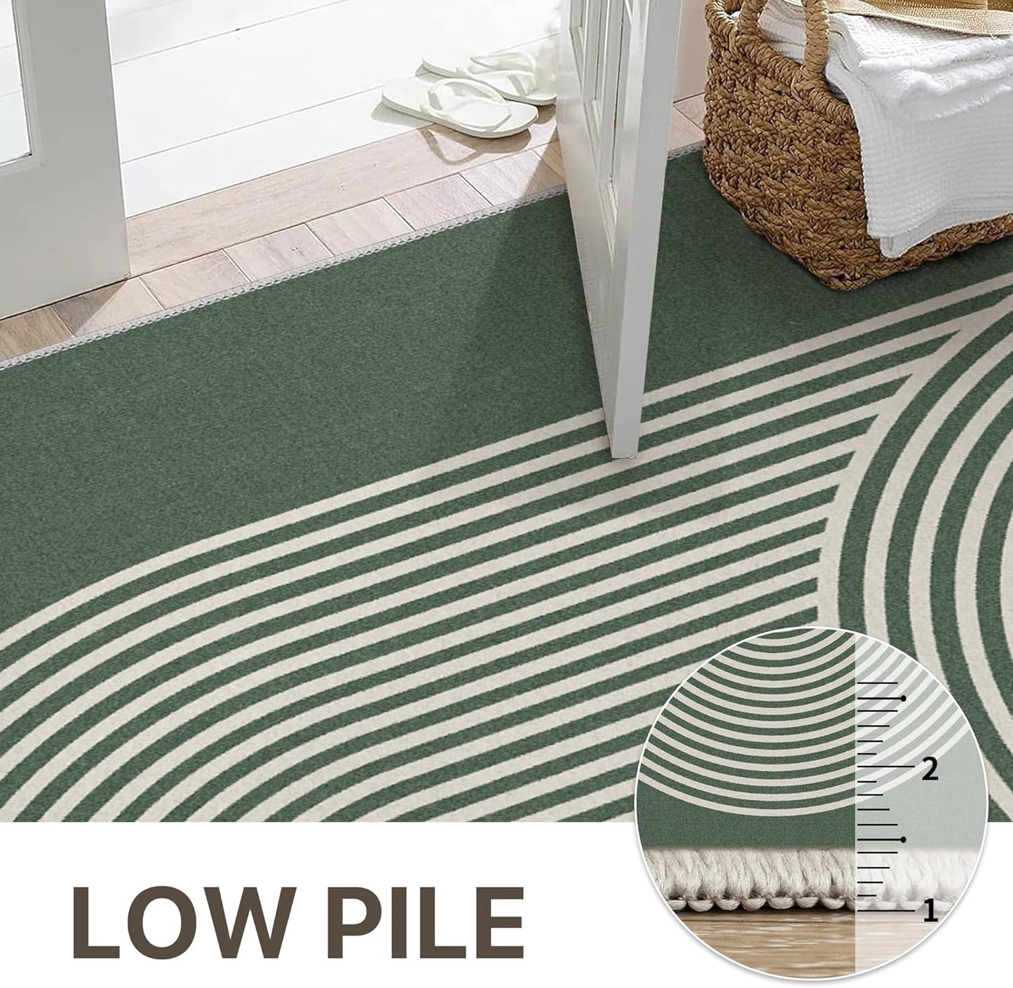 GENIMO Modern Minimalist Oval Line Printed Non-Slip Area Rug
