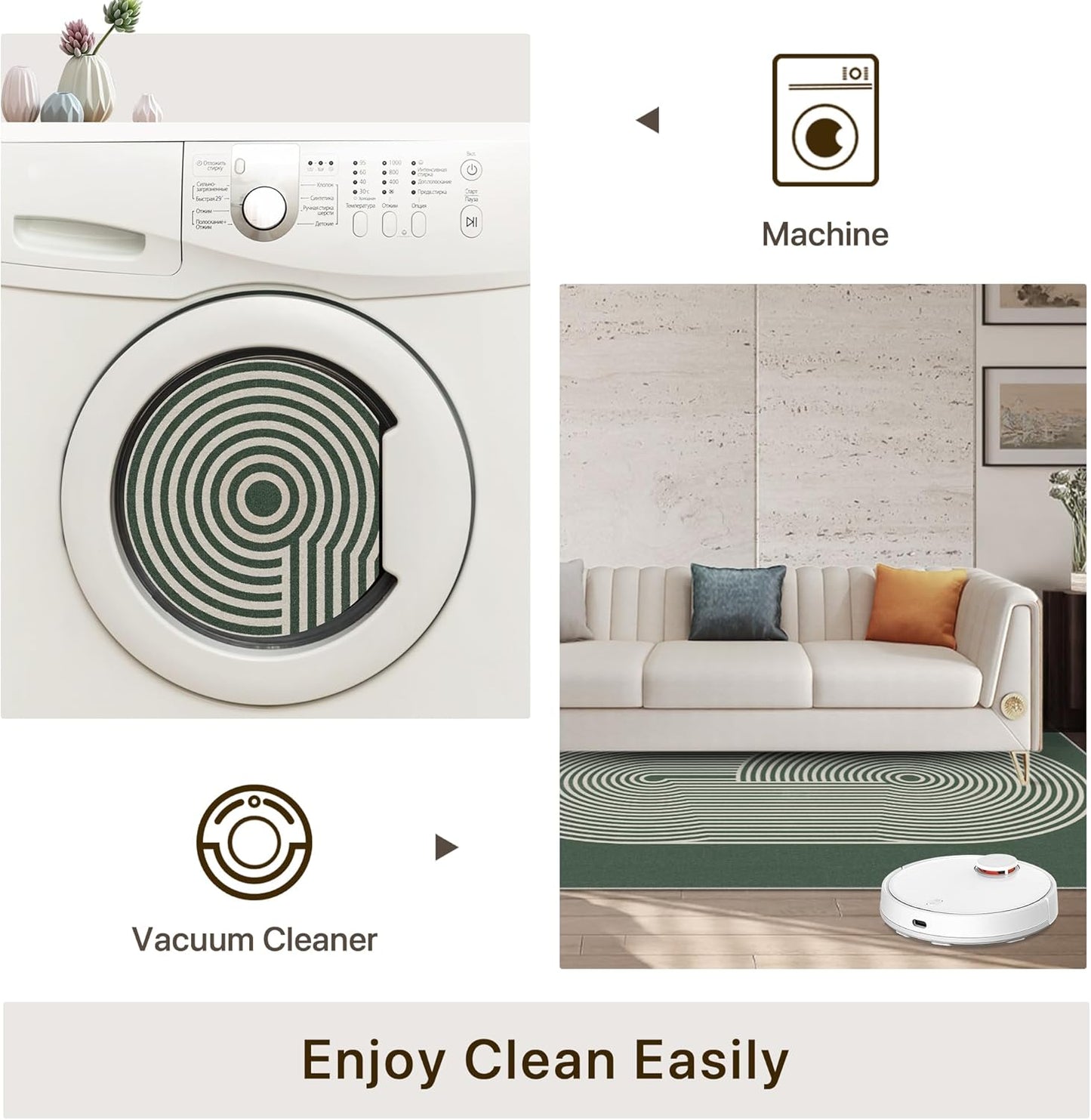 GENIMO Modern Minimalist Oval Line Printed Non-Slip Area Rug