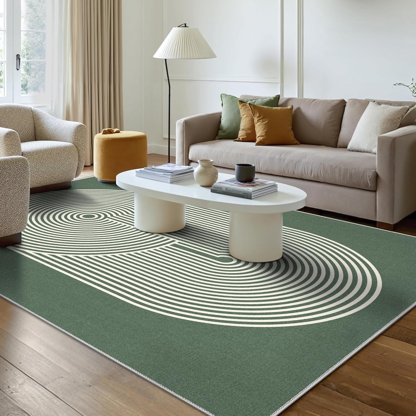 GENIMO Modern Minimalist Oval Line Printed Non-Slip Area Rug