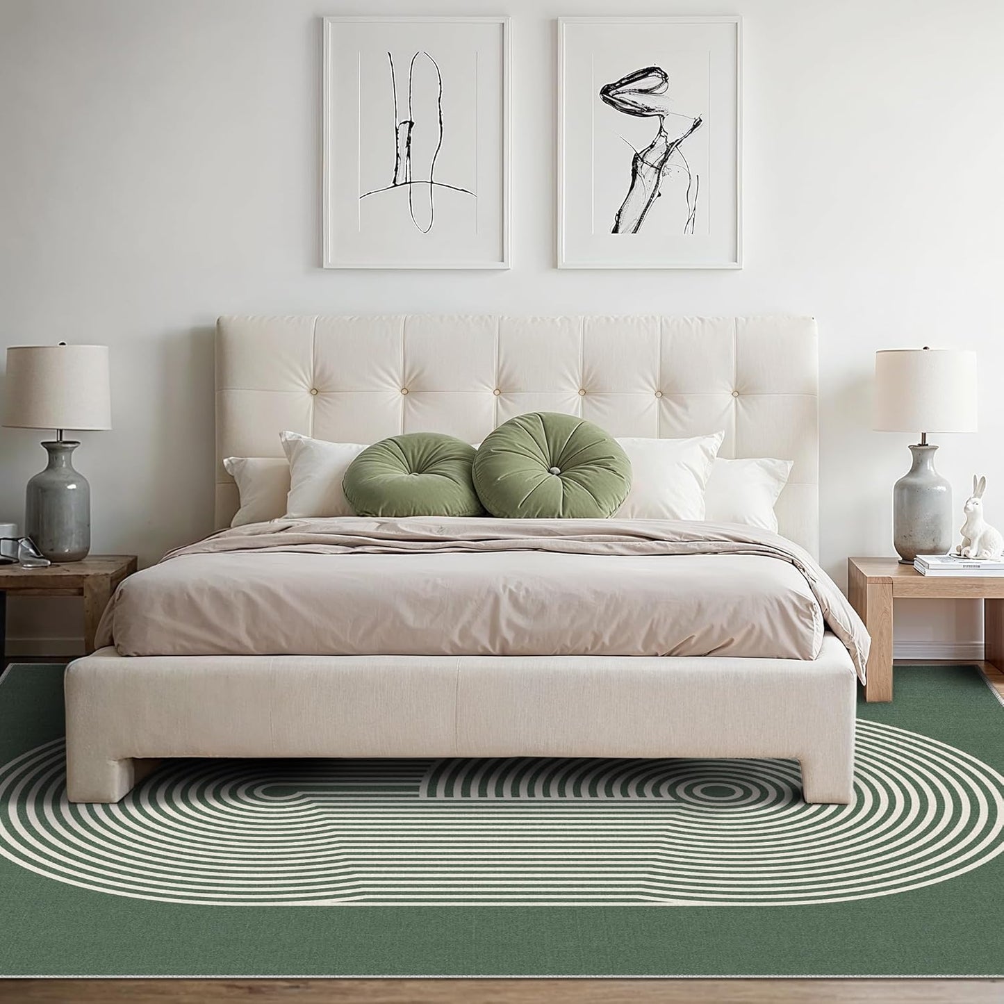 GENIMO Modern Minimalist Oval Line Printed Non-Slip Area Rug