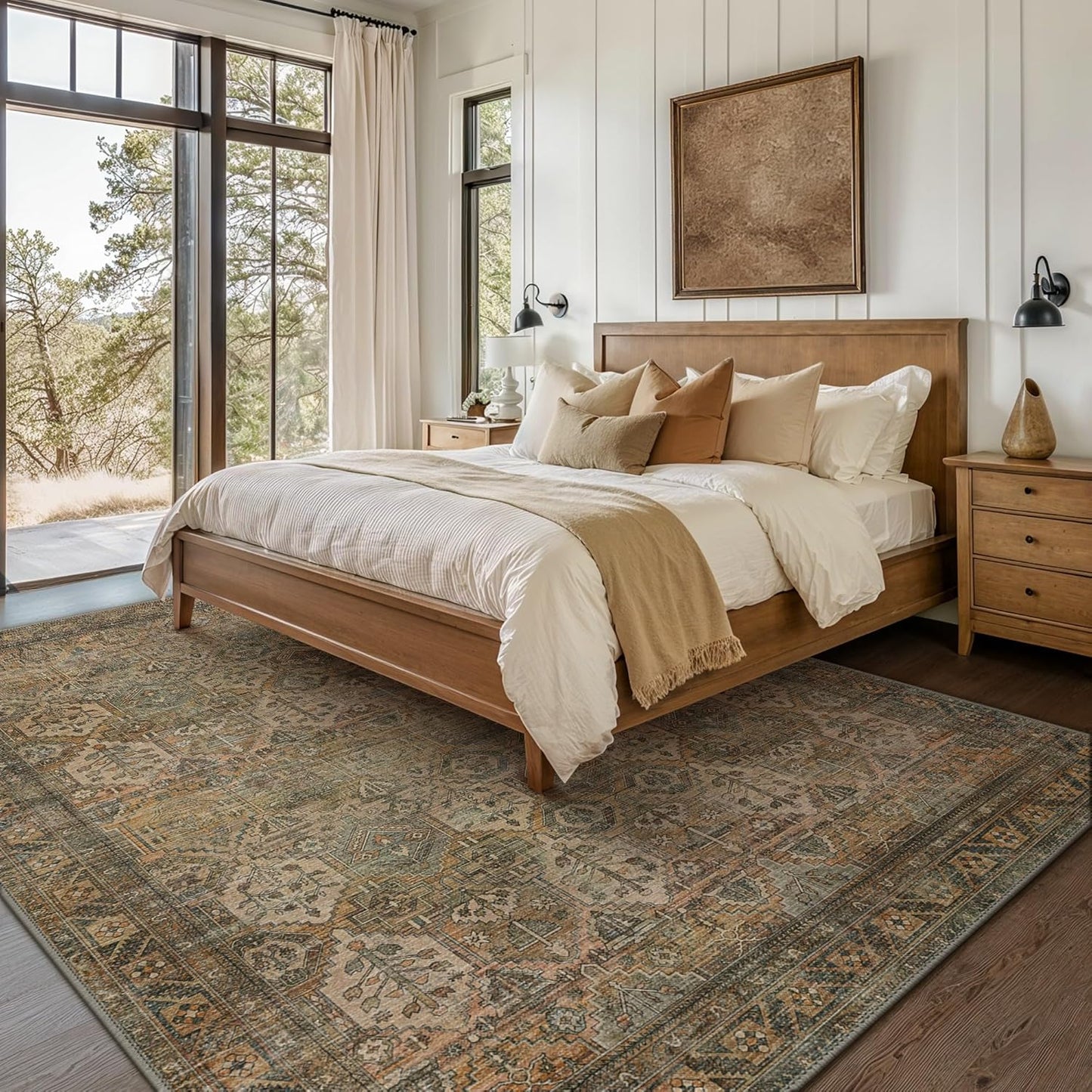 GENIMO Vintage Classic Print Dark Color Washable Area Rug