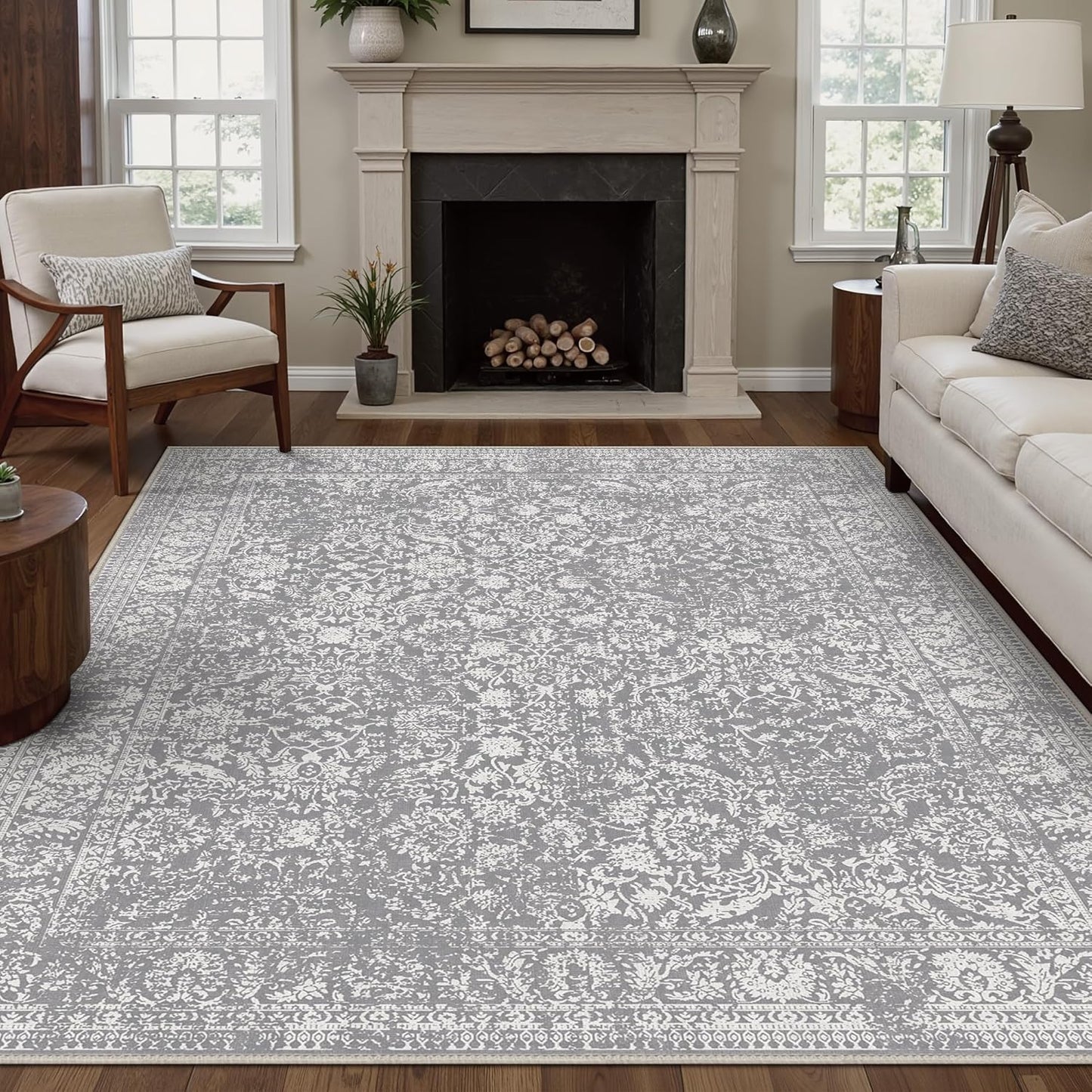 GENIMO Flourishing Floral Print Machine Washable Area Rug