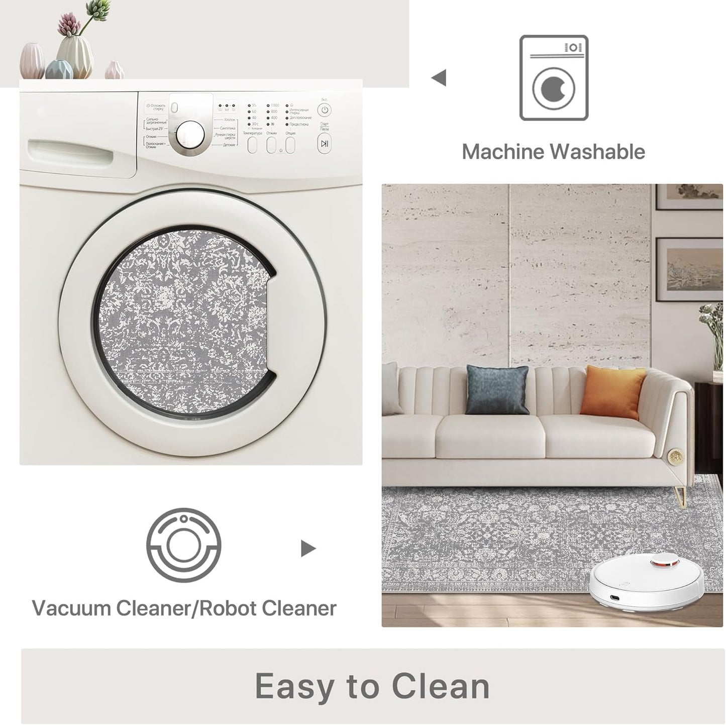 GENIMO Flourishing Floral Print Machine Washable Area Rug