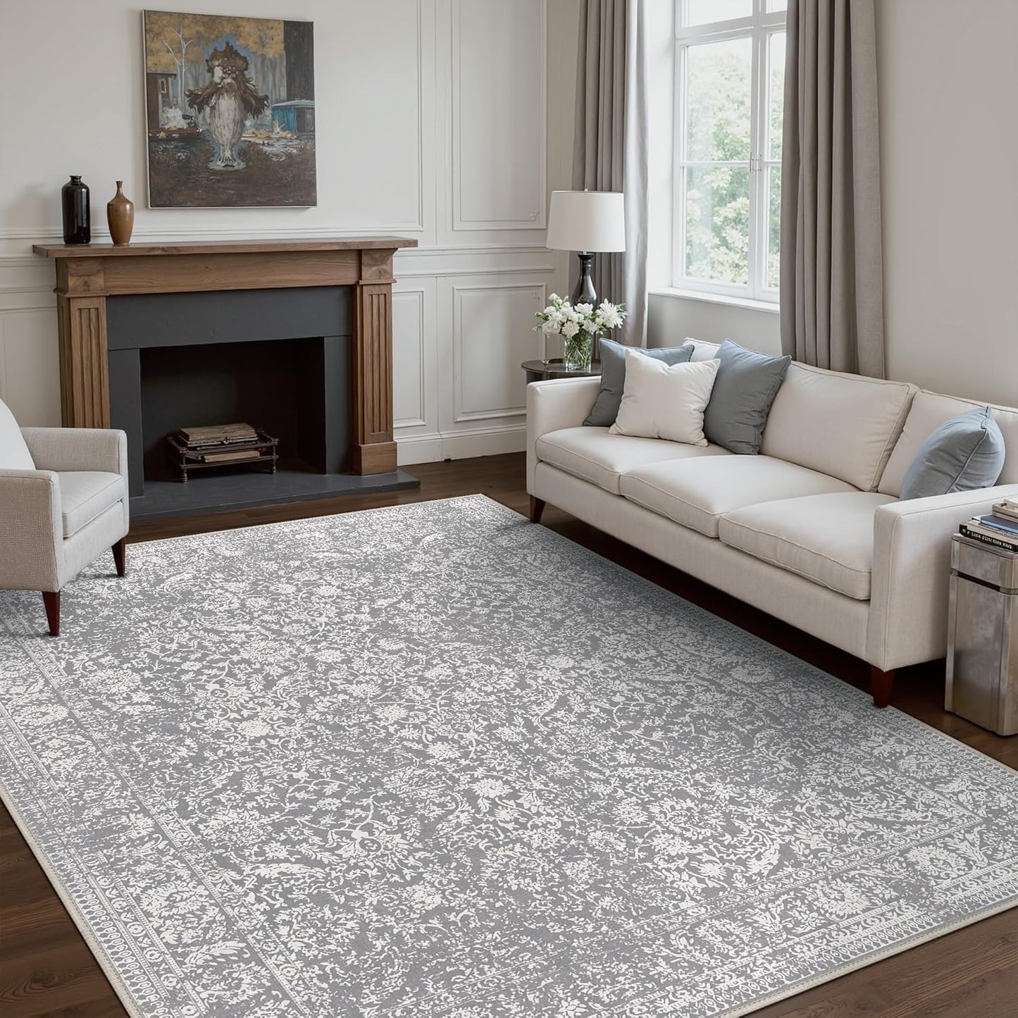 GENIMO Flourishing Floral Print Machine Washable Area Rug