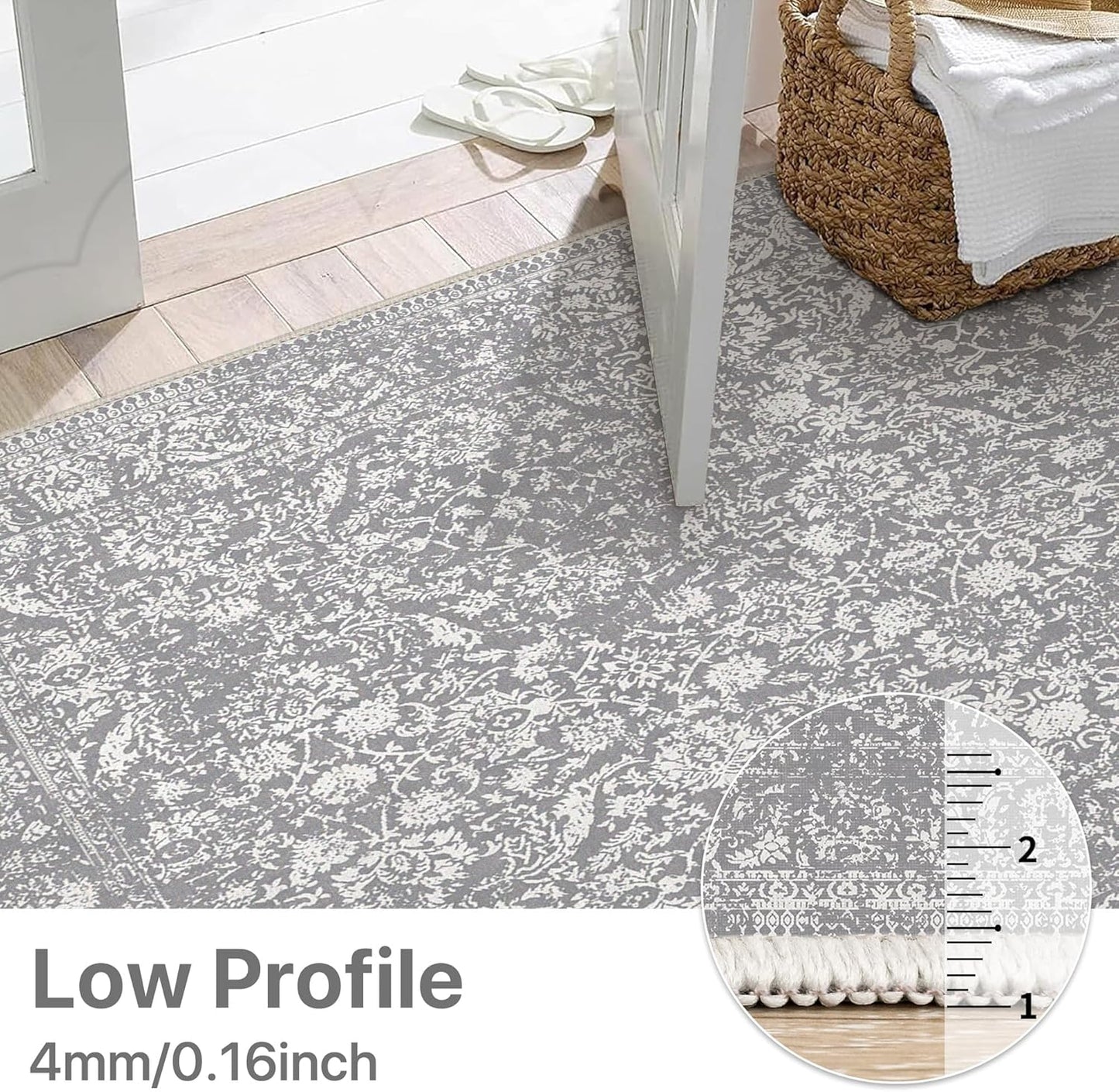 GENIMO Flourishing Floral Print Machine Washable Area Rug