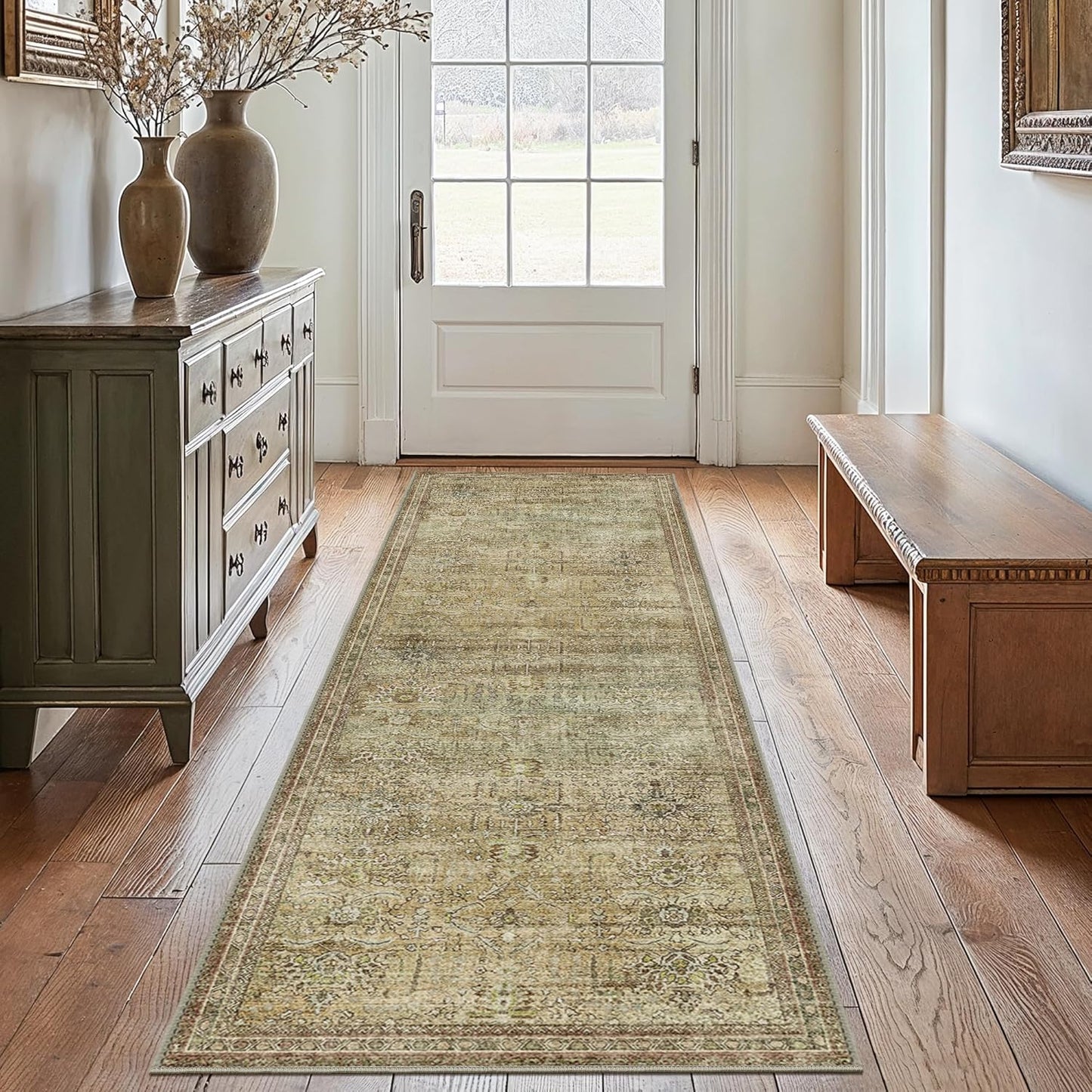 GENIMO Vintage Bohemian Print Non-Slip Runner Rug Brown