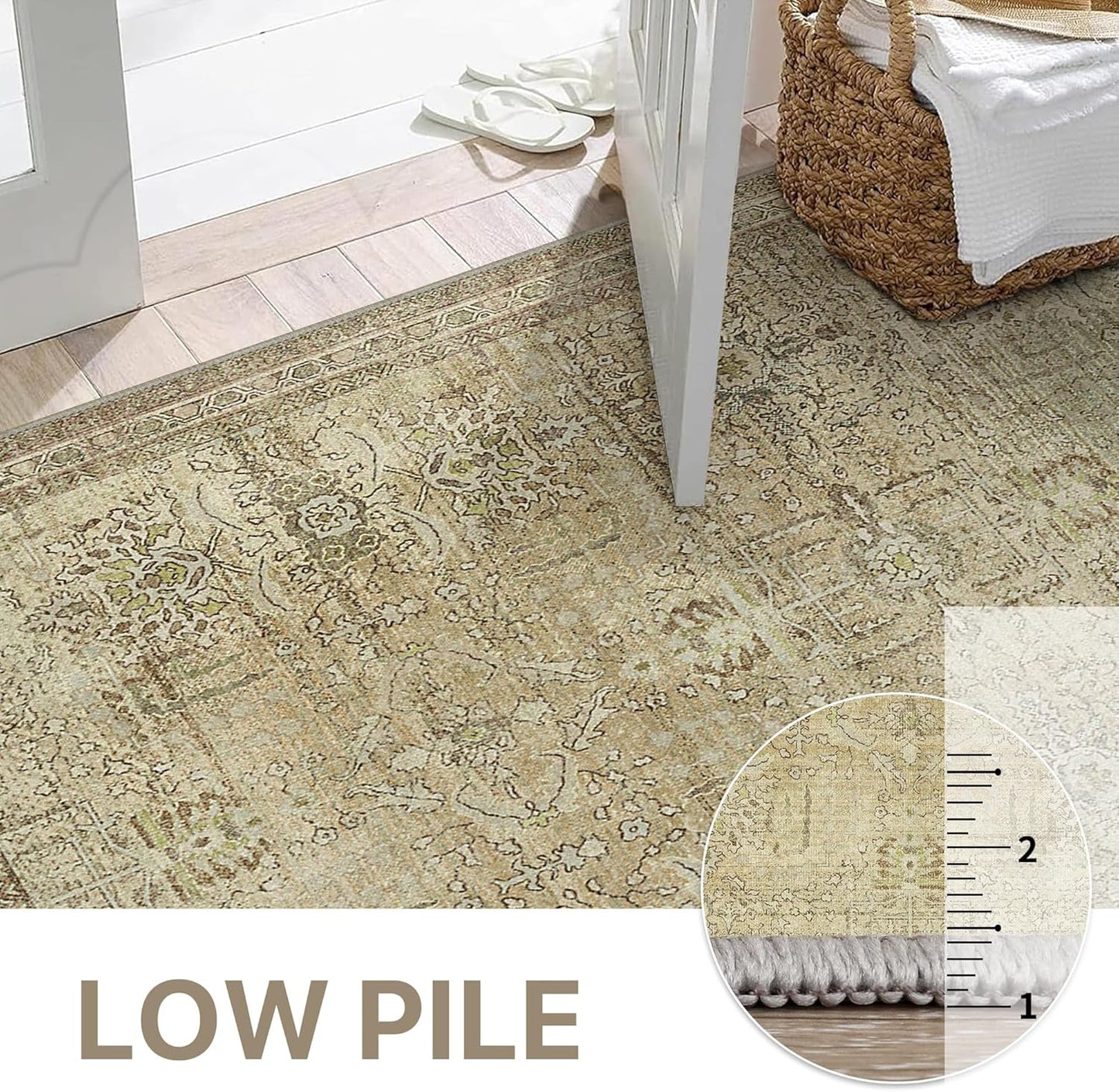 GENIMO Vintage Bohemian Print Non-Slip Runner Rug Brown