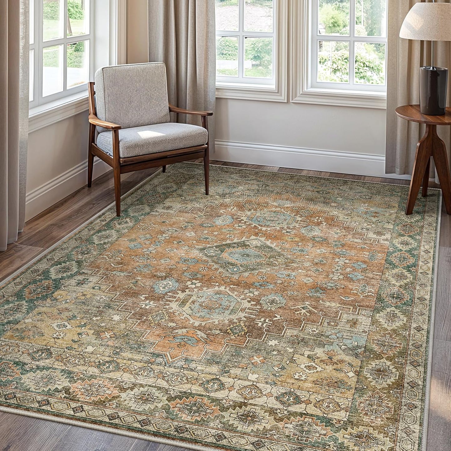 GENIMO Machine Washable Symmetrical Totem Print Non-Slip Area Rug