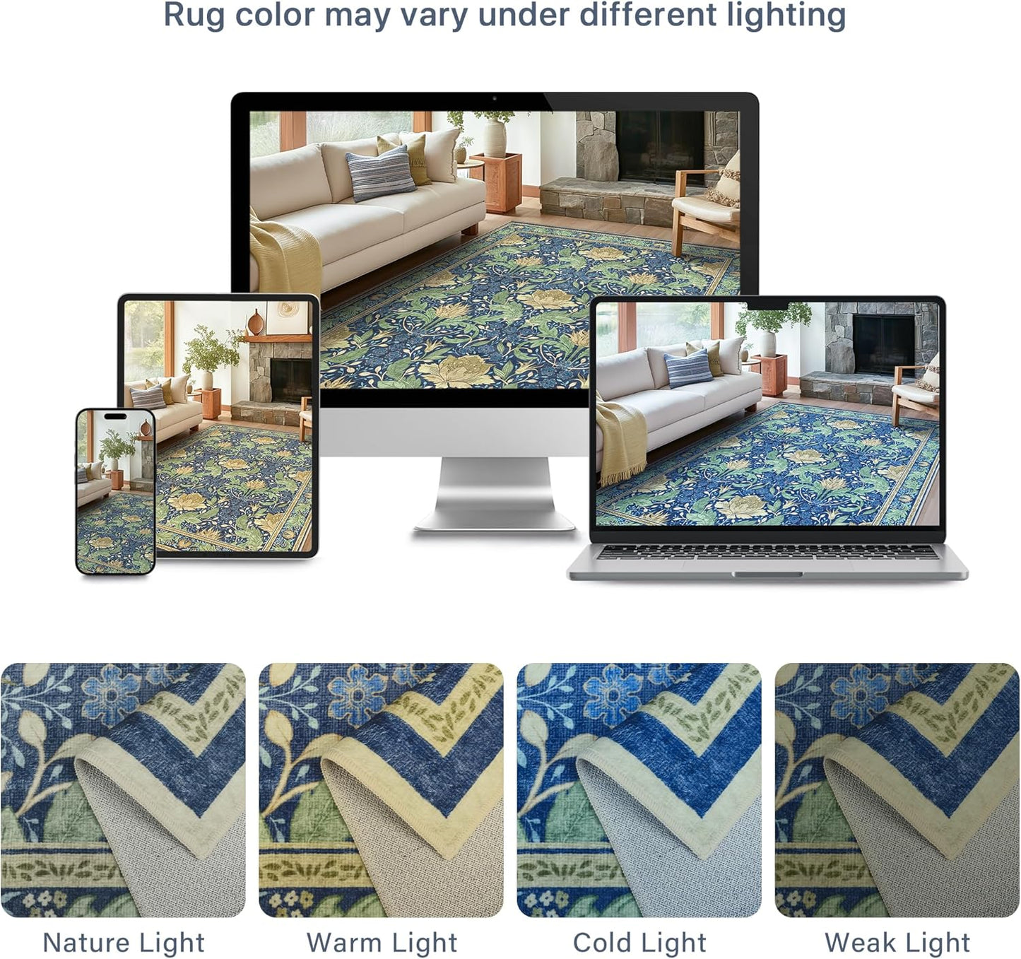 GENIMO Vintage Floral Machine Washable Area Rug