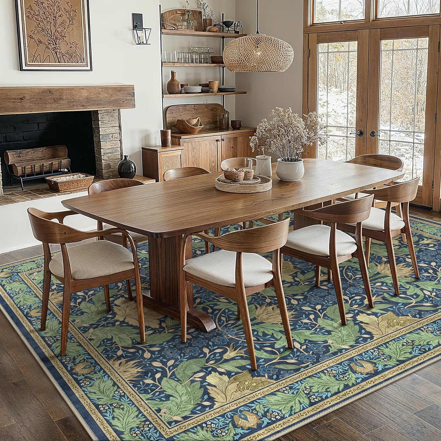 GENIMO Vintage Floral Machine Washable Area Rug