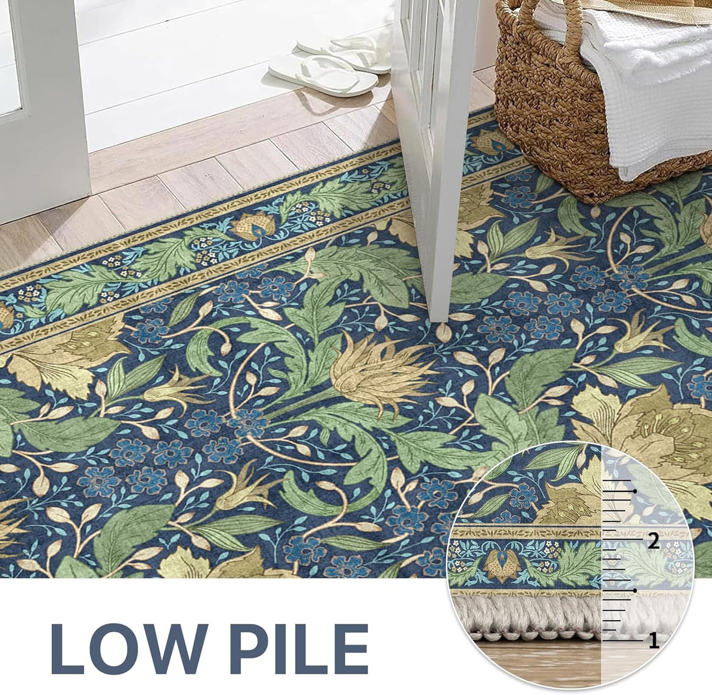 GENIMO Vintage Floral Machine Washable Area Rug