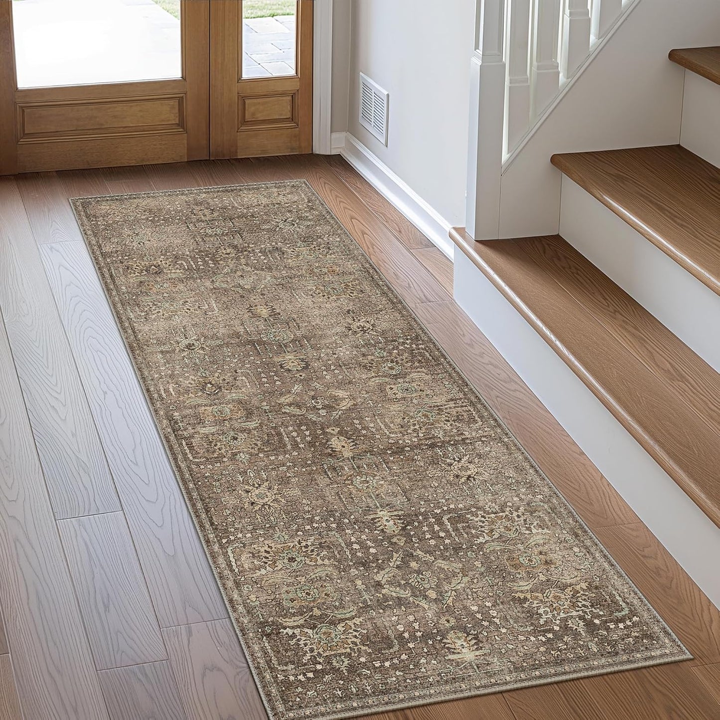 GENIMO Vintage Bohemian Print Non-Slip Runner Rug Brown