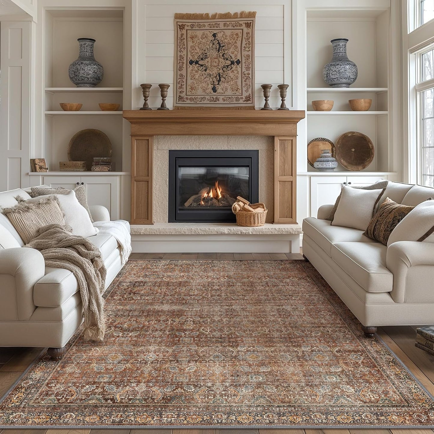 GENIMO Vintage Gorgeous Warm Color Non-Slip Washable Area Rug