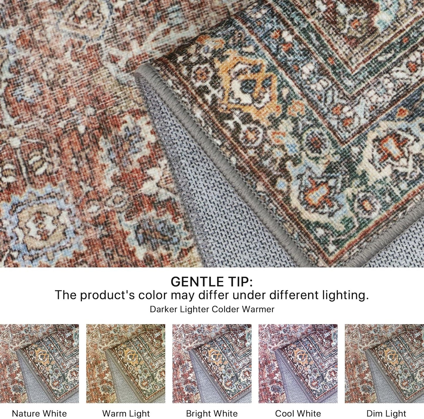 GENIMO Vintage Gorgeous Warm Color Non-Slip Washable Area Rug