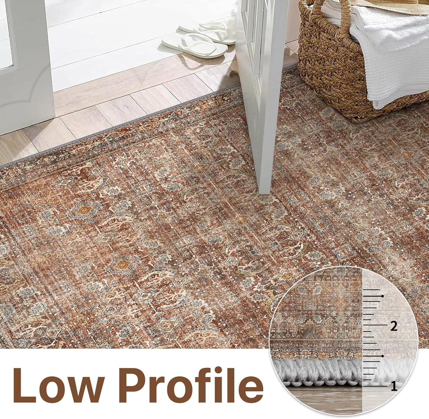 GENIMO Vintage Gorgeous Warm Color Non-Slip Washable Area Rug
