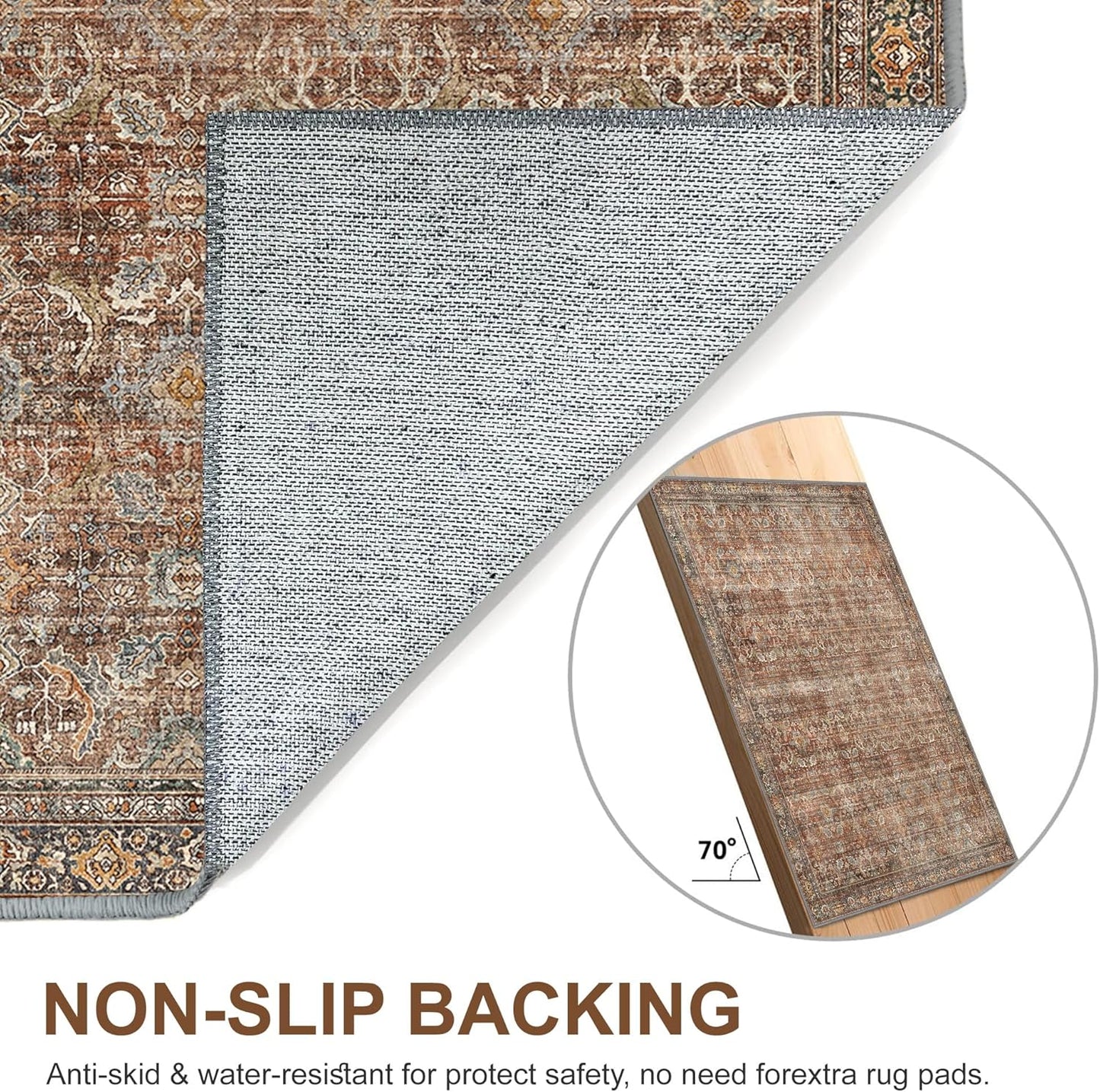 GENIMO Vintage Gorgeous Warm Color Non-Slip Washable Area Rug