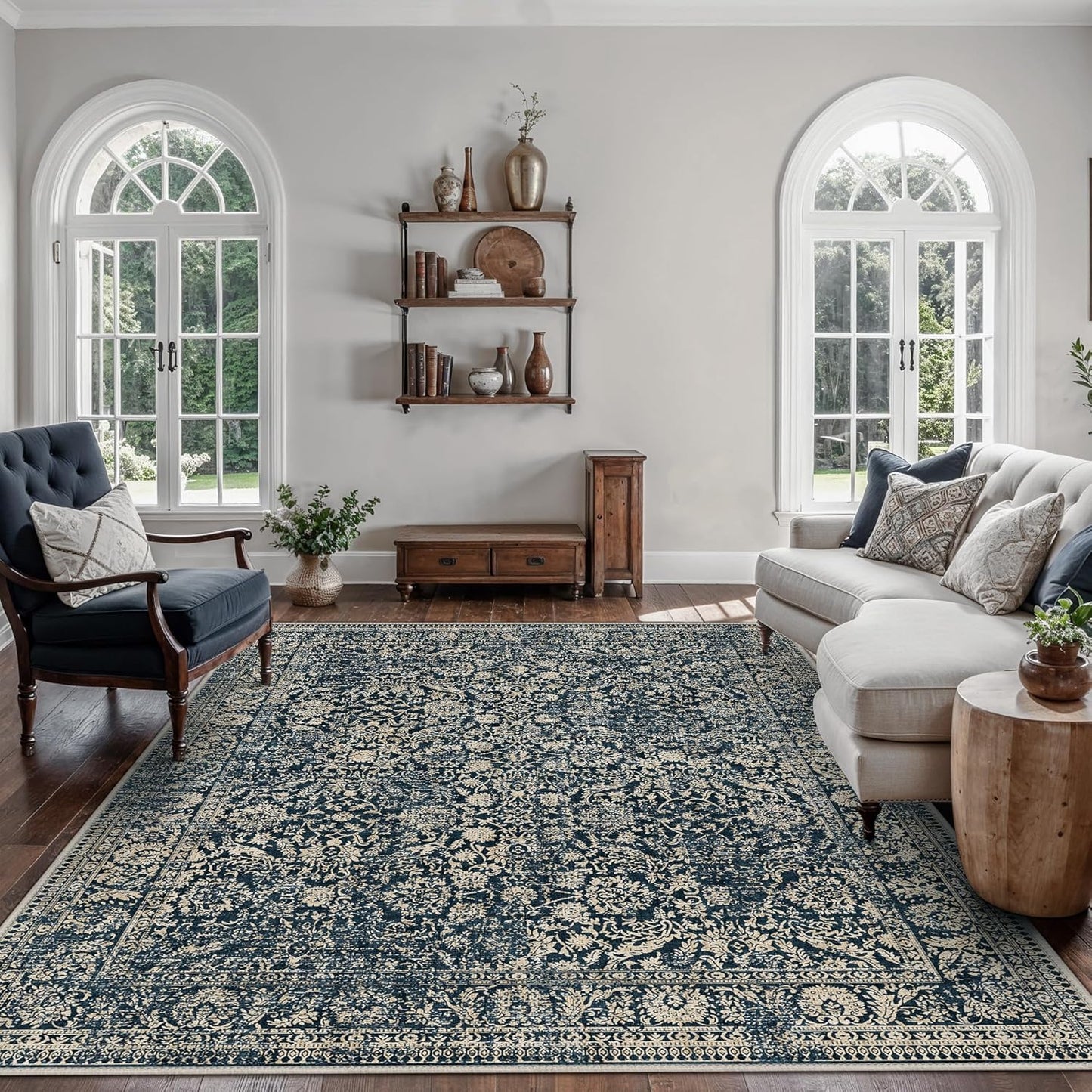 GENIMO Flourishing Floral Print Machine Washable Area Rug