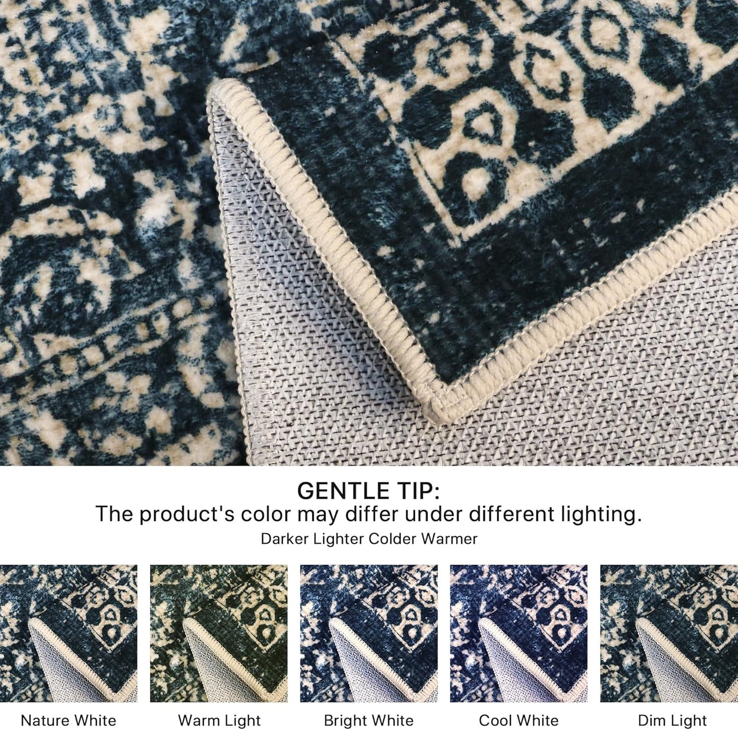GENIMO Flourishing Floral Print Machine Washable Area Rug