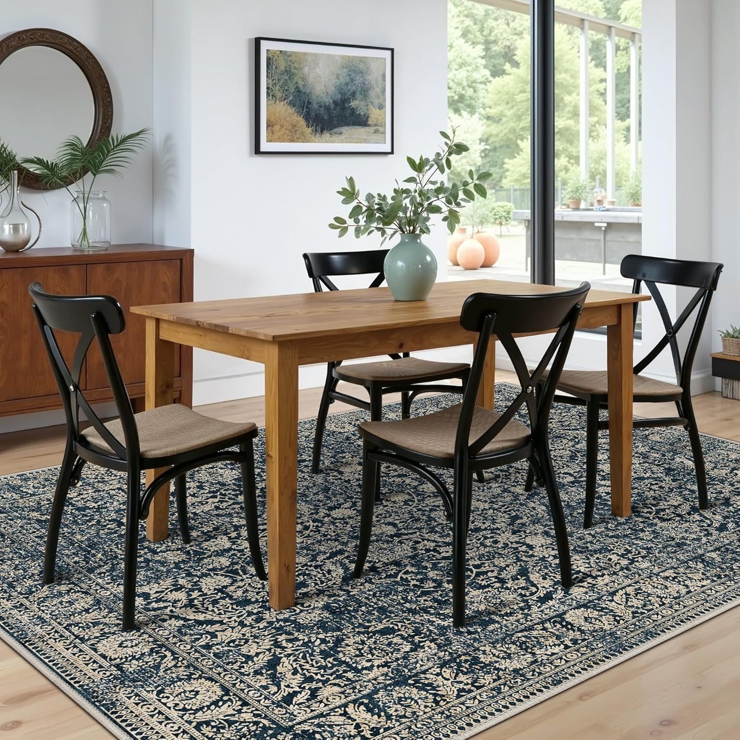 GENIMO Flourishing Floral Print Machine Washable Area Rug