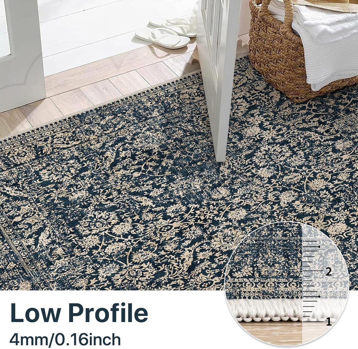 GENIMO Flourishing Floral Print Machine Washable Area Rug