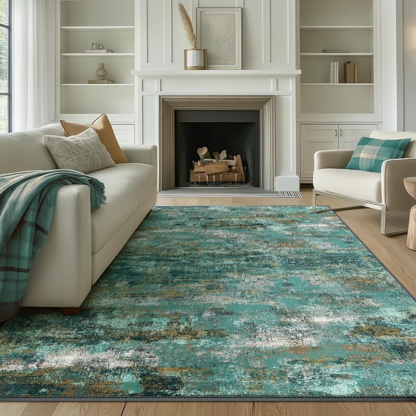 GENIMO Modern Abstract Print Soft Area Rugs Green