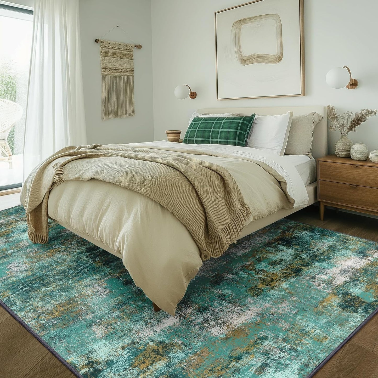 GENIMO Modern Abstract Print Soft Area Rugs Green