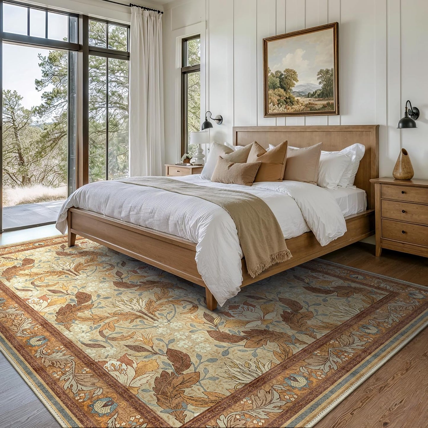 GENIMO Vintage Floral Machine Washable Area Rug