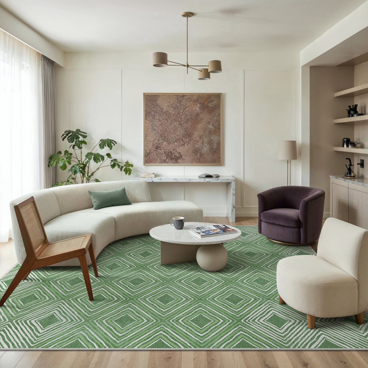 GENIMO Modern Geometric Checkered Machine Washable Non Slip Area Rug
