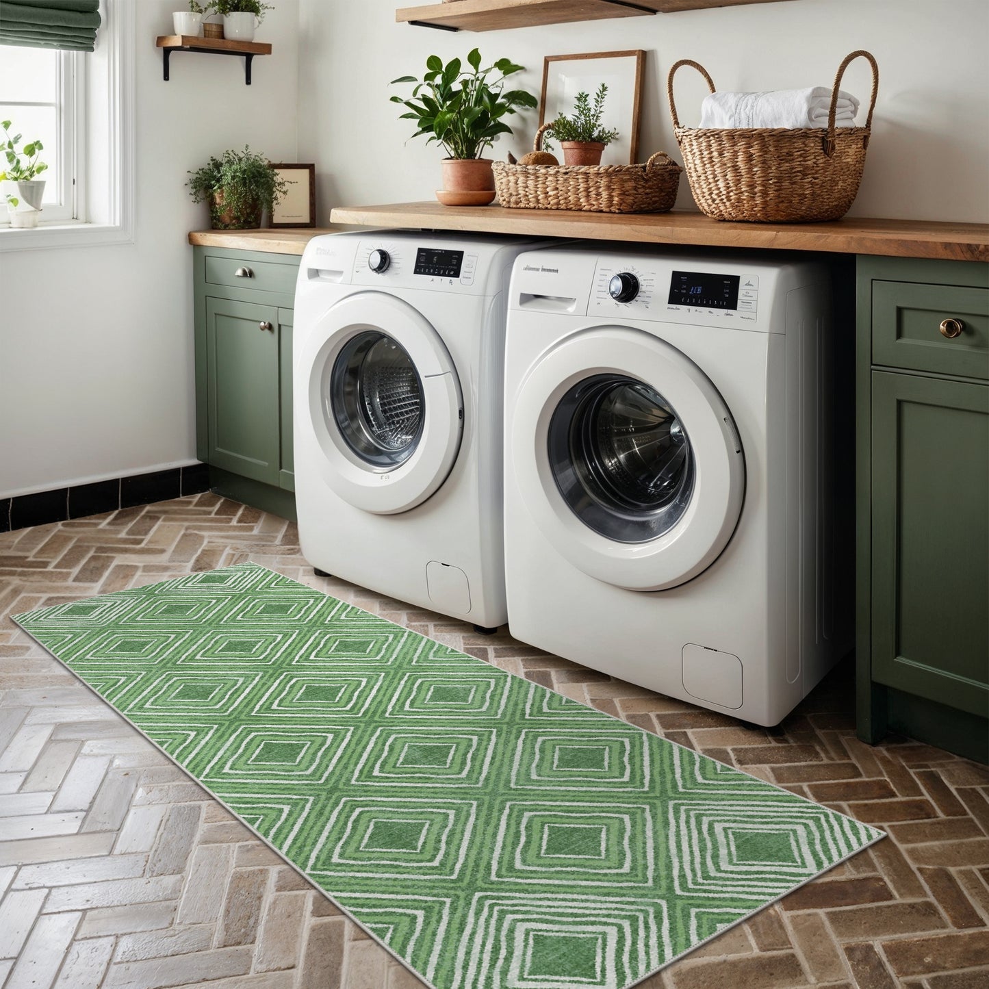 GENIMO Modern Geometric Checkered Machine Washable Non Slip Area Rug