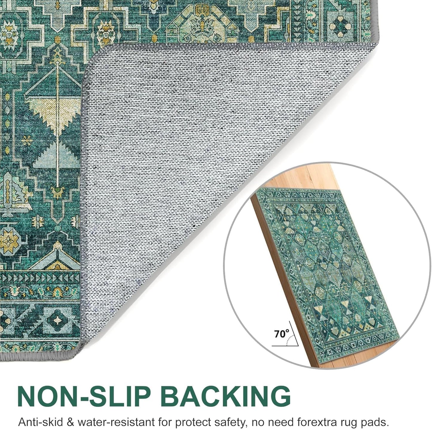 GENIMO Vintage Classic Print Cool Color Washable Area Rug