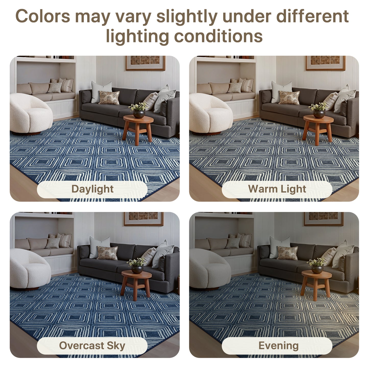 GENIMO Modern Geometric Checkered Machine Washable Non Slip Area Rug