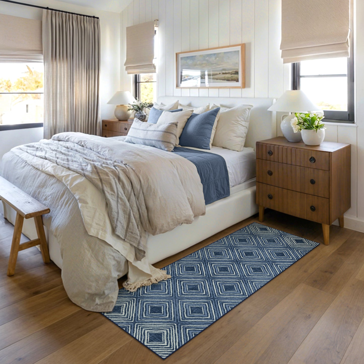 GENIMO Modern Geometric Checkered Machine Washable Non Slip Area Rug