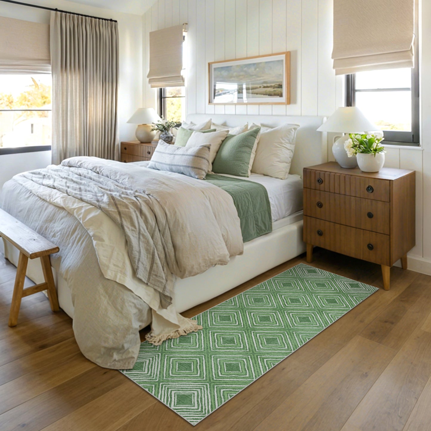 GENIMO Modern Geometric Checkered Machine Washable Non Slip Area Rug