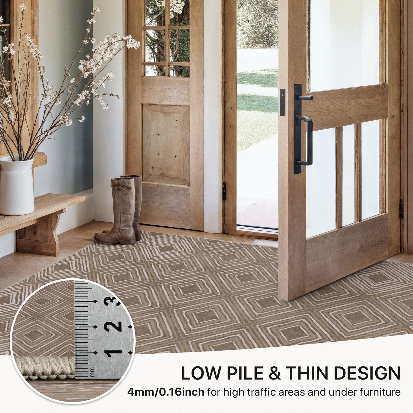GENIMO Modern Geometric Checkered Machine Washable Non Slip Area Rug