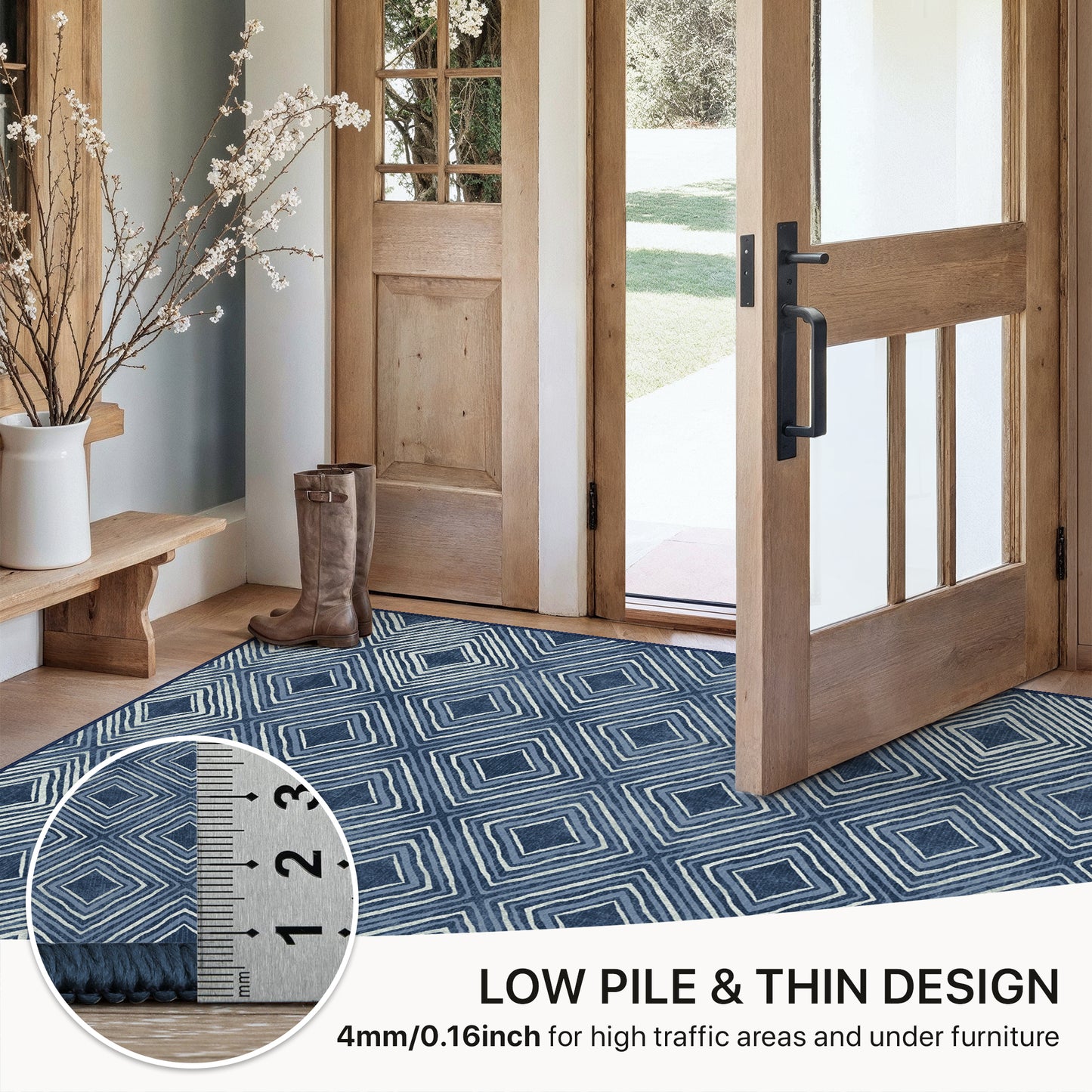 GENIMO Modern Geometric Checkered Machine Washable Non Slip Area Rug