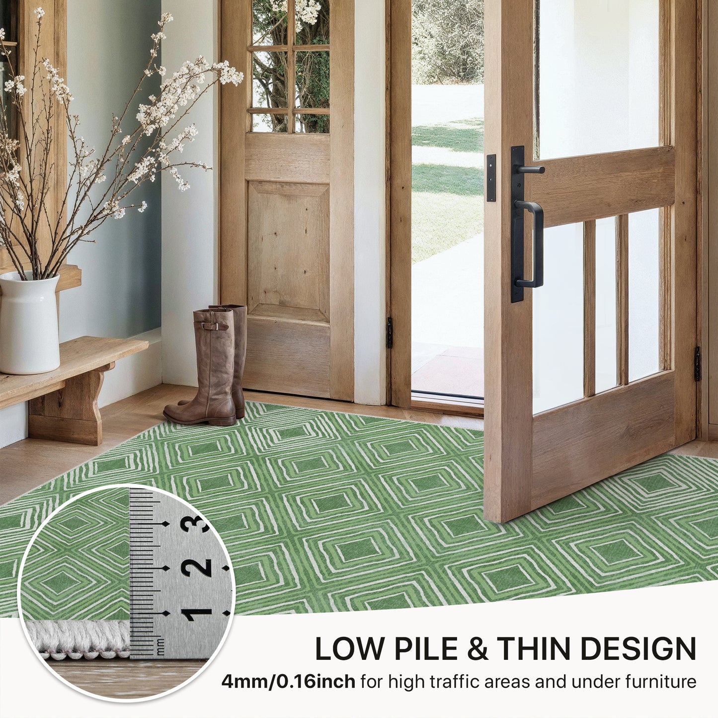 GENIMO Modern Geometric Checkered Machine Washable Non Slip Area Rug