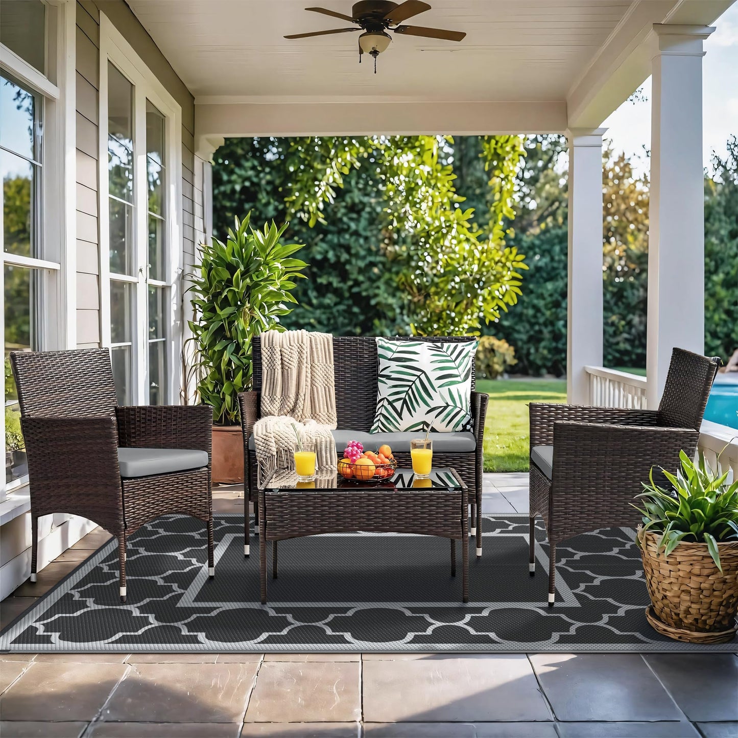 GENIMO Outdoor Rug for Patio Clearance,8'x10' Waterproof Mat