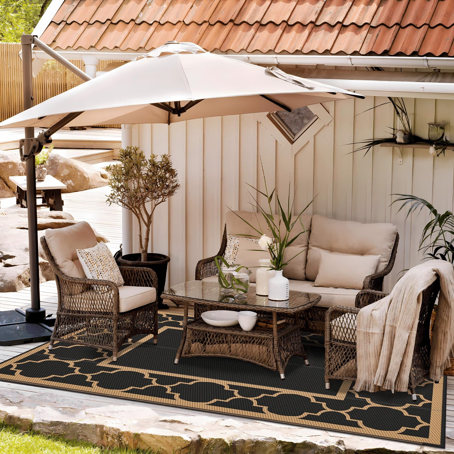 GENIMO Outdoor Rug for Patio Clearance,8'x10' Waterproof Mat