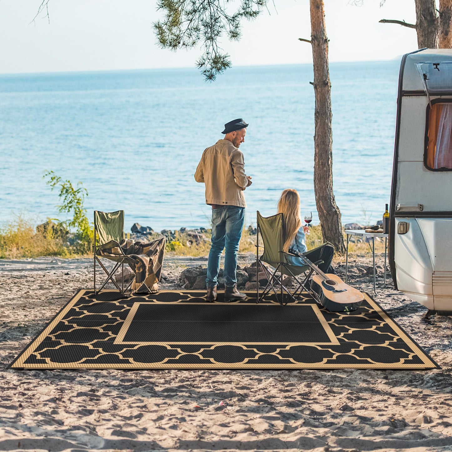 GENIMO Outdoor Rug for Patio Clearance,8'x10' Waterproof Mat