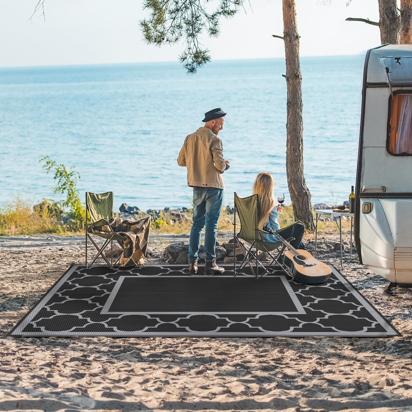 GENIMO Outdoor Rug for Patio Clearance,8'x10' Waterproof Mat