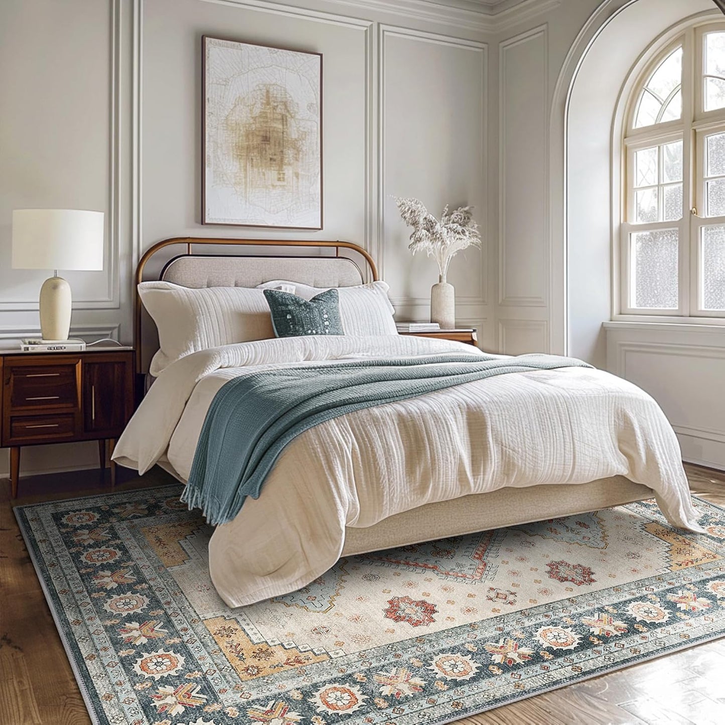 GENIMO Fantasy Geometric Floral Print Warm Color Non-Slip Washable Area Rug