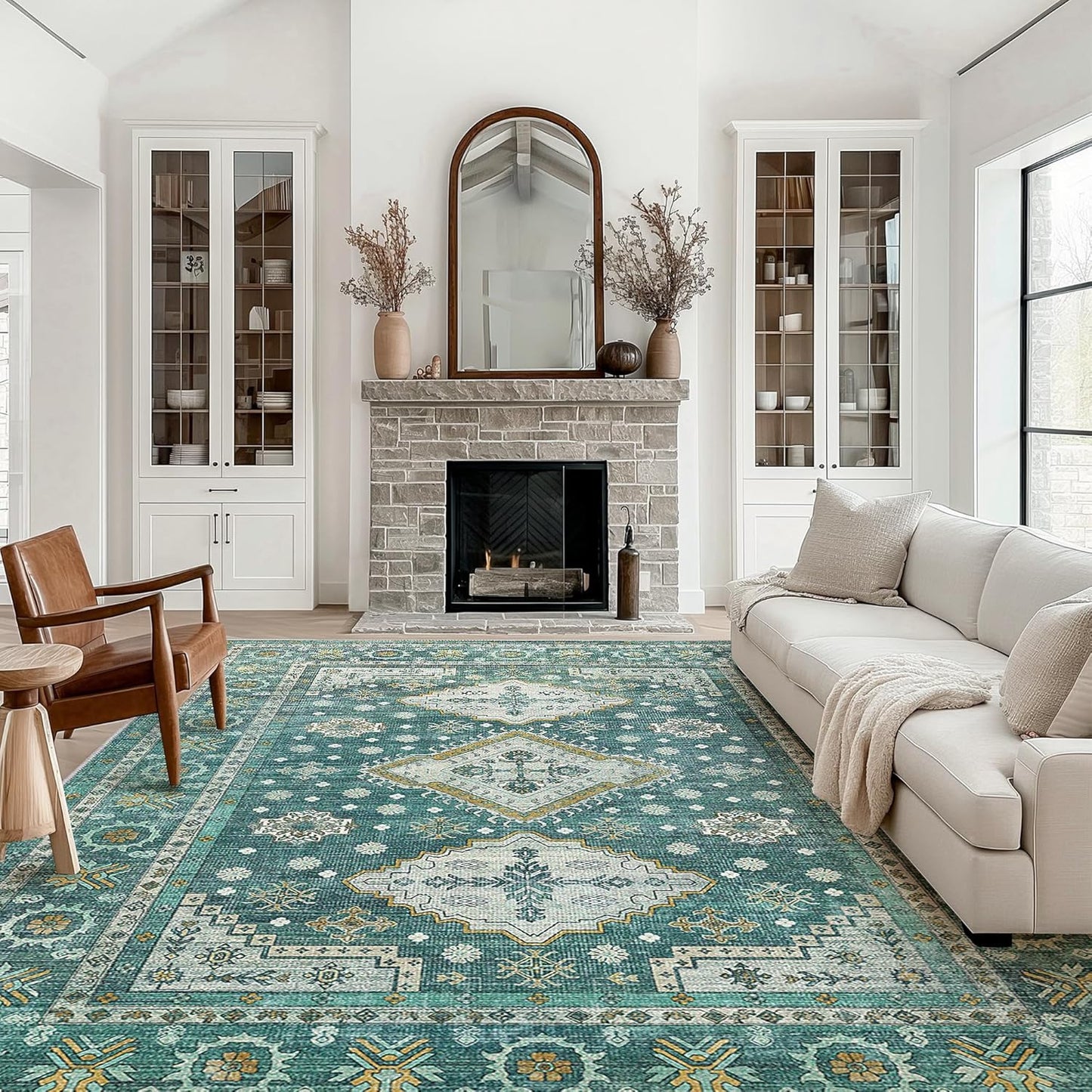 GENIMO Fantasy Geometric Floral Print Non-Slip Washable Area Rug
